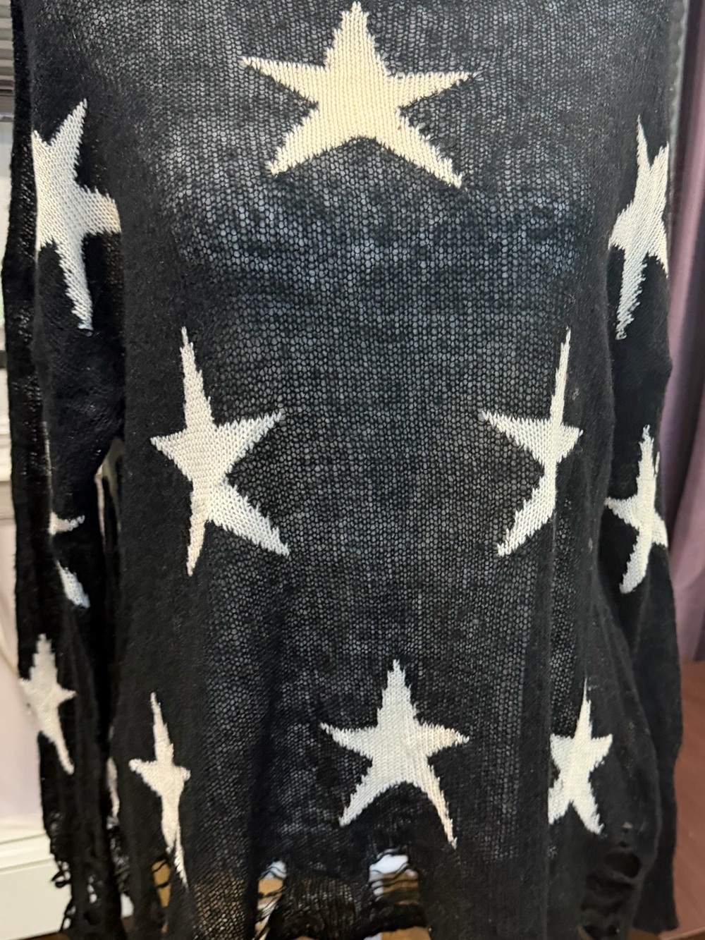 Wildfox Black Knit Sweater with White Star